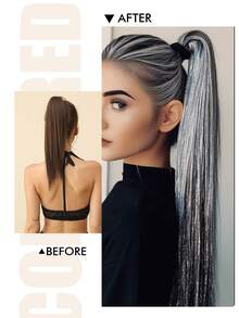 Bạc Điểm Nổi Bật Đen Dài Thẳng 24 Inch Đuôi Ngựa Tổng Hợp Làm Tóc Hàng Ngày Tơ Tơ Nhập Khẩu Thời Gian Tiệc Buổi Hòa Nhạc Lễ Kỷ Niệm - Màu dương cầm - Xem 7