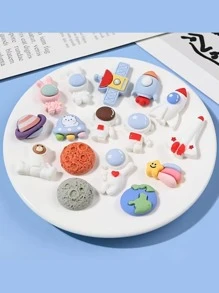 10入組隨機混合太空主題樹脂DIY配件套組合，可用於耳環、頭髮、文具、手機殼、鑰匙扣、馬克杯、鞋釦、冰箱磁鐵等，內附免費雙面膠帶，是製作珠寶首飾的好材料 - 彩色 - 查看 6