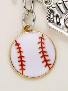 1 件男士创意锌合金棒球手套风格钥匙扣，非常适合棒球迷，优雅的钥匙扣配件背包学校汽车配件可爱哥特 Y2k 圣诞礼物创意包挂绳带身份证夹汽车配件包饰 - 銀色 - 查看 2