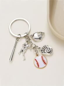 1 件男士创意锌合金棒球手套风格钥匙扣，非常适合棒球迷，优雅的钥匙扣配件背包学校汽车配件可爱哥特 Y2k 圣诞礼物创意包挂绳带身份证夹汽车配件包饰 - 銀色 - 查看 3