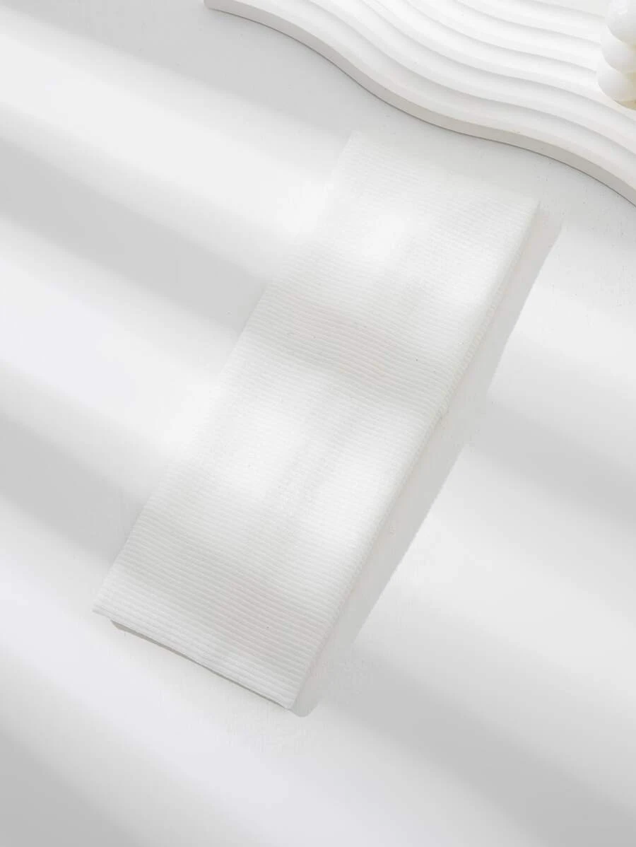 1条街头风针织弹力发带，适合日常瑜伽和户外运动休闲穿着，健身发带头巾发带吸汗带，秋冬季女士发饰，度假装扮，优雅围巾女士头巾柔软头巾夏季穿搭 - 白色 - 查看 1