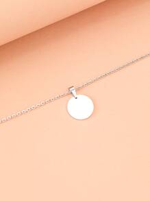 Aomogo Stainless Steel Necklace Round Circle Pendant For Women Elegant Clavicle Rose Gol DNecklace Wedding Jewelry Wholesale - Silver - View 3