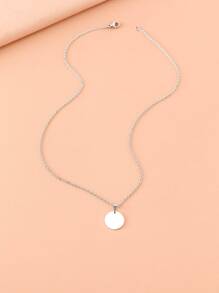 Aomogo Stainless Steel Necklace Round Circle Pendant For Women Elegant Clavicle Rose Gol DNecklace Wedding Jewelry Wholesale - Silver - View 5