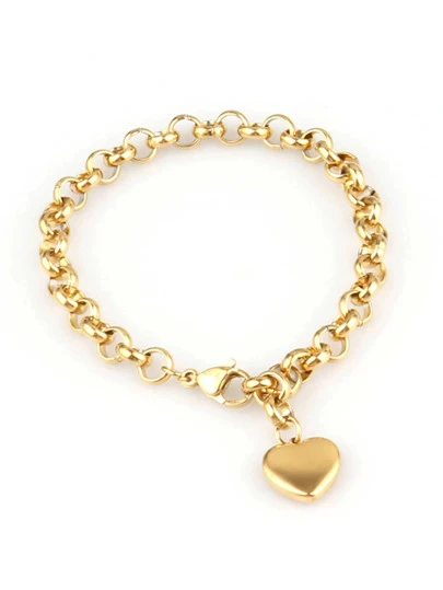 Pulsera de acero inoxidable con corazón para mujeres, brazalete de joyería con dijes de corazón, regalo para San Valentín, mamá, madre, Día de la Madre