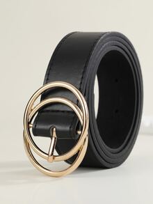 Cinturón con hebilla doble aro - Negro - Ver 2