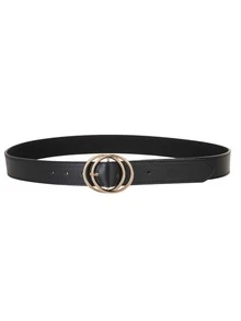 Cinturón con hebilla doble aro - Negro - Ver 5