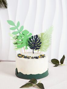 7入組樹葉裝飾蛋糕裝飾 - 彩色 - 查看 2