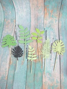 7入組樹葉裝飾蛋糕裝飾 - 彩色 - 查看 4