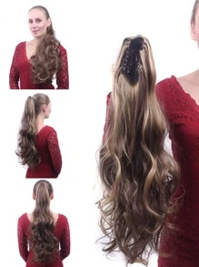 Estensione dei capelli lungo onde larghe Coda di cavallo sintetico - Color pianoforte - Visualizzare 2