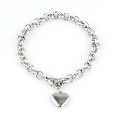 ROMWE Kawaii 女士不锈钢心形手链，时尚心形吊坠手链，情人节饰品