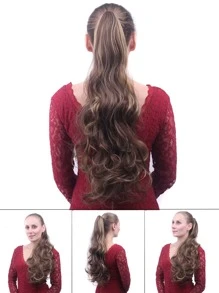 Estensione dei capelli lungo onde larghe Coda di cavallo sintetico - Color pianoforte - Visualizzare 5