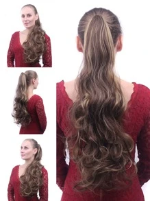 Estensione dei capelli lungo onde larghe Coda di cavallo sintetico - Color pianoforte - Visualizzare 4