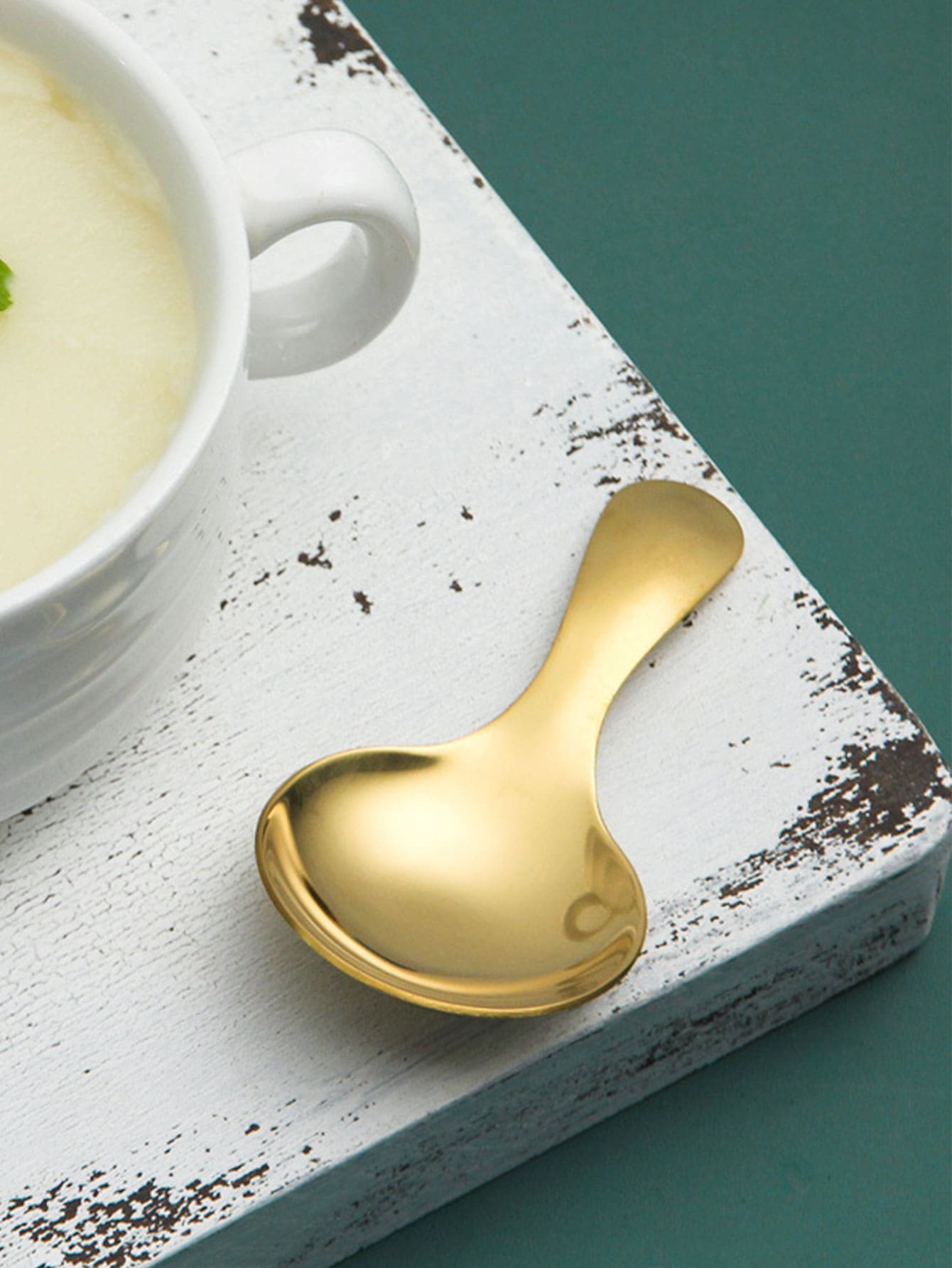 1pc Gold Stainless Steel Ice Cream Spoon, Fruit Baller Scoop - Gold - View 1