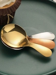 1pc Gold Stainless Steel Ice Cream Spoon, Fruit Baller Scoop - Gold - View 6