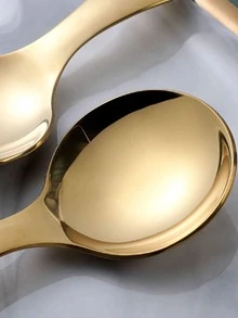 1pc Gold Stainless Steel Ice Cream Spoon, Fruit Baller Scoop - Gold - View 4