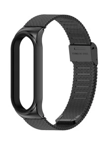 1入組奢華黑色金屬表帶，可與Mi Band 6/5智能手環配對，適用於Miband 6/5/4/3手環，不銹鋼帶，適用於Mi Band 6表帶，兼容於小米Miband 5/4/3智能手錶配件 - 黑色 - 查看 3