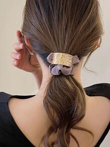 紋理質感金屬髮圈 - 紫色 - 查看 2