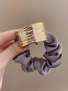 紋理質感金屬髮圈 - 紫色 - 查看 3