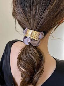 紋理質感金屬髮圈 - 紫色 - 查看 1