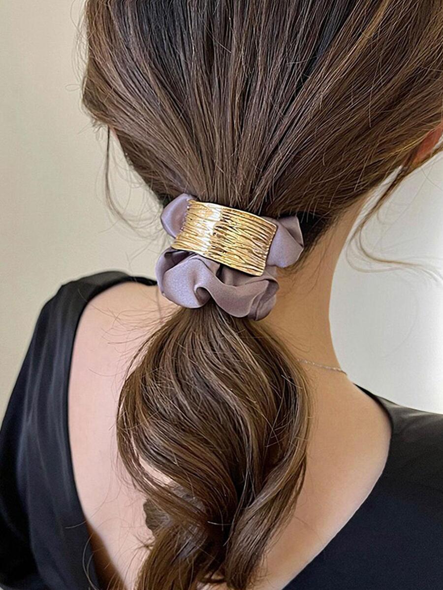 紋理質感金屬髮圈 - 紫色 - 查看 1