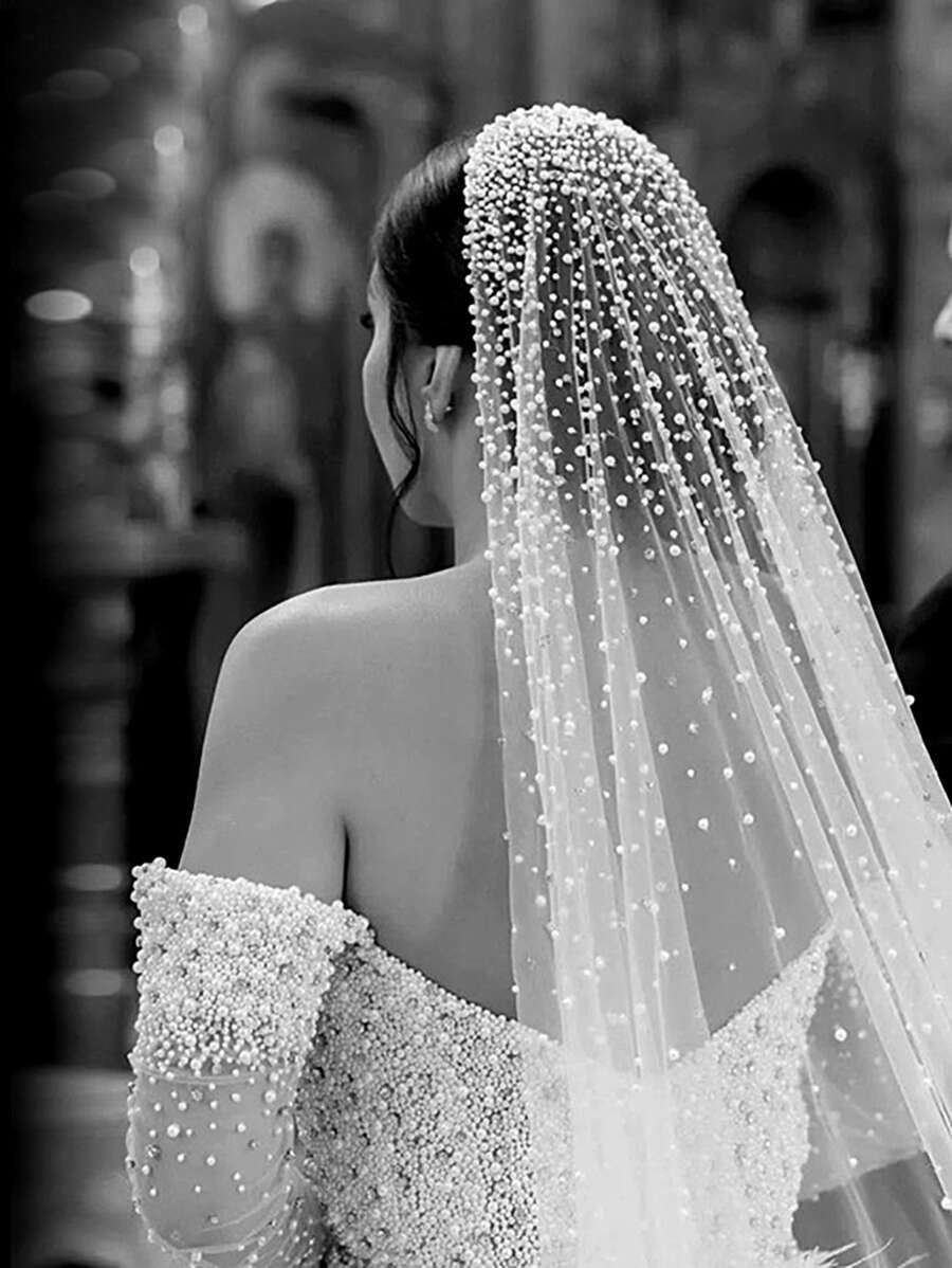 Faux Pearl Decor Bridal Veil Wedding Pearl Veils Wedding Accessories Fall Clothes For Women