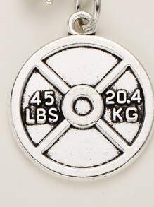 街头健身举重器材哑铃、杠铃和钥匙形状吊坠汽车饰品包袋魅力学校可爱哥特 Y2k - 銀色 - 查看 2