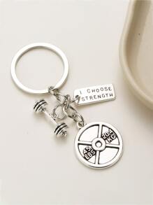 街头健身举重器材哑铃、杠铃和钥匙形状吊坠汽车饰品包袋魅力学校可爱哥特 Y2k - 銀色 - 查看 3