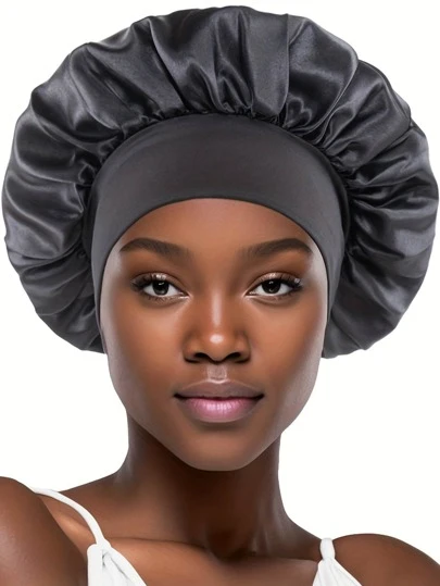 1pc Solid Color Satin Sleep Cap, Suitable For Daily Wear