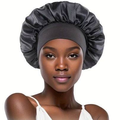 1pc Solid Color Satin Sleep Cap, Suitable For Daily Wear