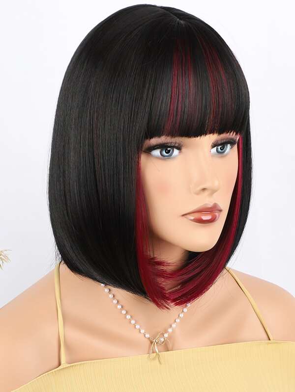12 Inch Short Bob Glueless Wig Heat Resistant Synthetic Straight Hair