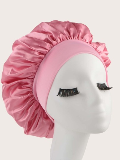 1 Stück einfarbig Satin Haarhaube mit für Schlafen Rosa Schlaf- Kappe