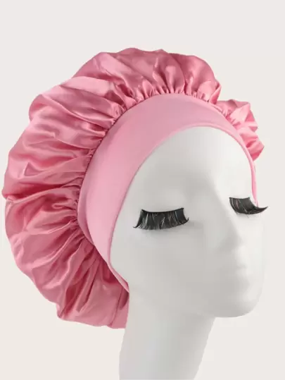 1 pieza Gorro de dormir de satén, color rosa, adecuado para dormir