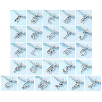MAGIC CHARMS 1pc Exquisite Cubic Zirconia Decor Letter Sterling Silver DIY Pendant For Women For DIY Jewelry Making