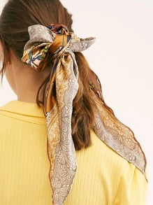 Floral Print Scarf Hair Tie - Multicolor - View 2