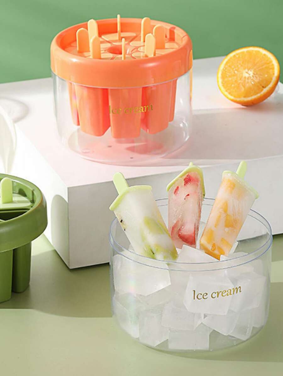 Household ice cream mold, ice, ice cream is easy mold release, homemade ice cream, high level DIY children's self-control do Popsicle in appearance, orange, 1pc - Yellow - View 1