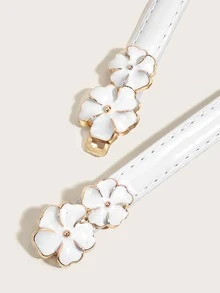 Mujer Cinturón con hebilla flor - Blanco - Ver 4