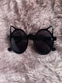 1 chiếc kính dự tiệc thiết kế mèo hoạt hình - màu đen - Xem 6