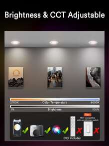 Lumary Smart LED Can Lights 5/6 Inch WiFi Retrofit Recessed Lighting RGB Color Changing Recessed Lights 13W 1100LM Metal Baffle Trim Downlight - ‎6 Inch-6Pack - View 4