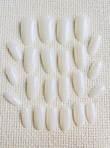 24pcs Almond Shaped False Nails With Jelly Gel And Nail File, Gradual Milky White To White Color Artificial Nails, Simple Mid-Length Oval Design Reusable Nails For Women, Girls, And Students. 1pc Jelly Gel And 1pc Nail File(Random Color) Included. Suitable For Medium Length Nails. Perfect For Daily Wear, Holiday Outfit, Beach Party, And Salon Wedding. - Multicolor - View 3