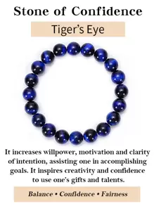 1 pieza Pulsera con cuenta natural azul ojo de tigre con cuentas redondas , de moda & casual regalo