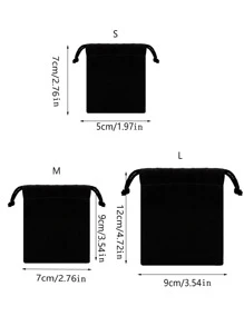 5 Chiếc Nhung Tặng Túi Trang Sức Túi Bán Túi Dây Kéo Đen Trang Sức Đóng Gói Túi - màu đen - Xem 5