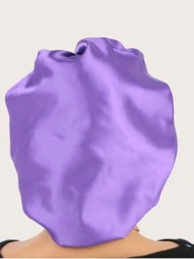 1个简约纯色缎面舒适睡眠帽/假发帽 - 紫色 - 查看 4