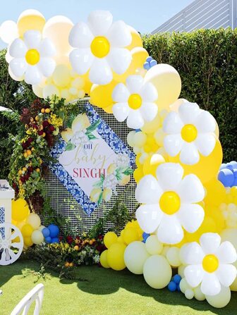 10入組塑膠小氣球,可愛雛菊花朵形狀小氣球適用於場景裝飾,房間裝飾,生日派對用品,主題派對裝飾用品