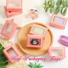Hộp Giấy Kraft Mini 10 Miếng Có Cửa Sổ Hộp Đóng Gói Xà Phòng Hộp Đóng Gói Hiện Tại Hộp Điều Trị Cho Xà Phòng Tự Chế Ưu Đãi Bánh Kẹo (Hồng, 3.5 X 2.4 X 1.2 Inch) - Hồng - Xem 4
