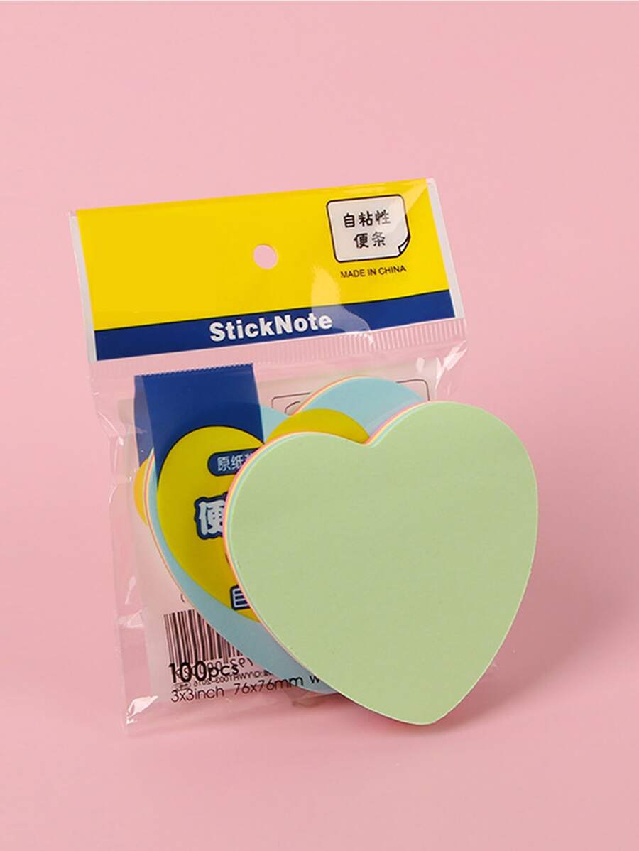 1pc Heart Shaped Memo Pad - Army Green - View 1