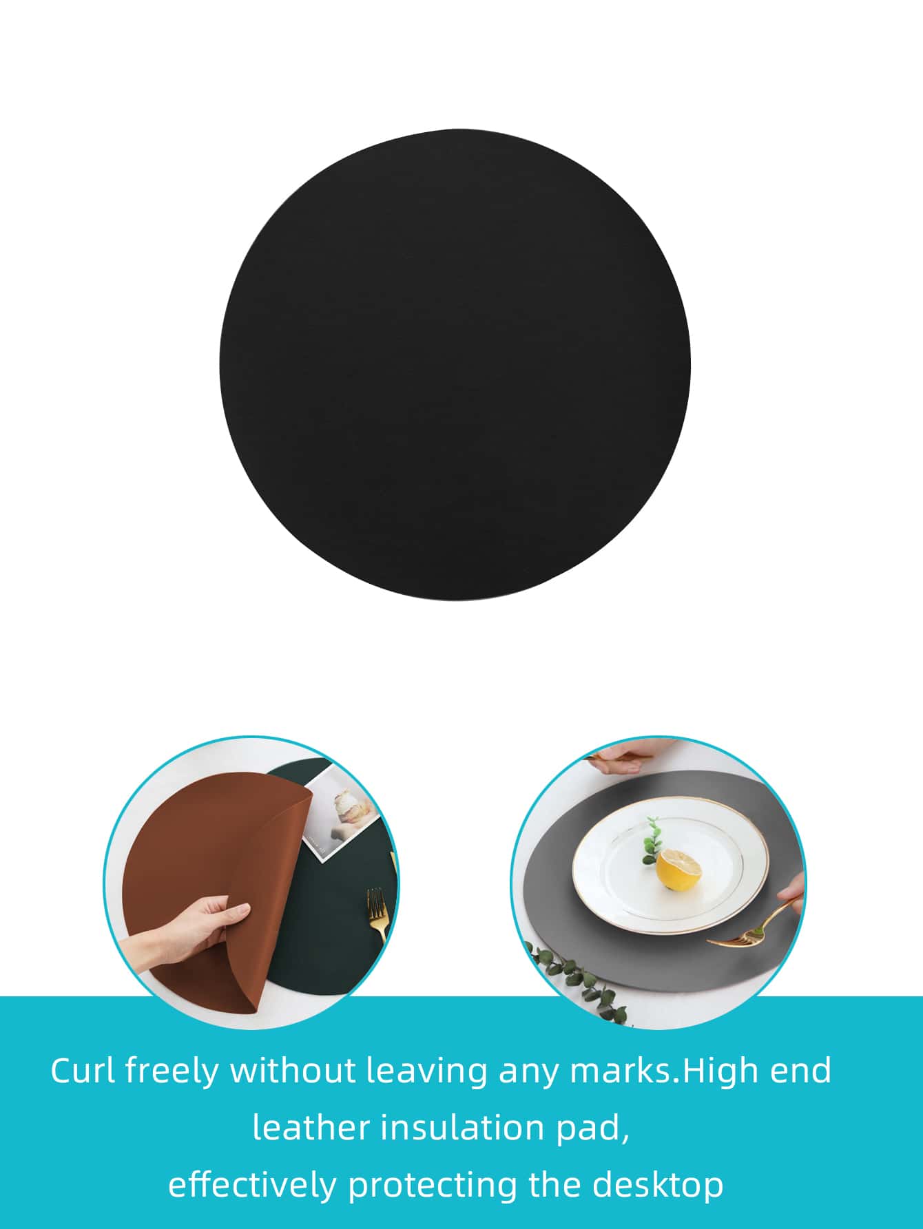 4pcs Creative Nordic Style Waterproof Oil-Proof Heat Insulation Non-Slip Asymmetric Round Placemats