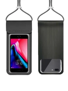 手机防水包斜挎挂绳通用触屏游泳潜水保护套运动包手机壳透明包沙滩包手机袋手机套基础款游泳包游泳者热带海岸风情沙滩包夏季海岛度假海滩配件男女通用钱包户外运动旅行度假泳池运动健身锻炼旅行包度假男女旅行必备耐用游泳包 - 黑色 - 查看 6