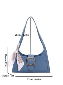 Versatile Blue Crocodile Pattern Armpit Bag - Blue - View 3