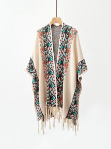 1 pieza de Capa Chal Borlas Boho para mujeres Accesorios de viaje para vacación invierno - Multicolor - Ver 1