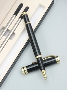 1 套奢华圆珠笔最佳圆珠笔礼品套装，适合男士和女士专业行政办公室精美圆珠笔优雅礼品盒圆珠笔黑色替换笔芯线宽 0.5 毫米（黑金）回到学校 - 黑色 - 查看 3